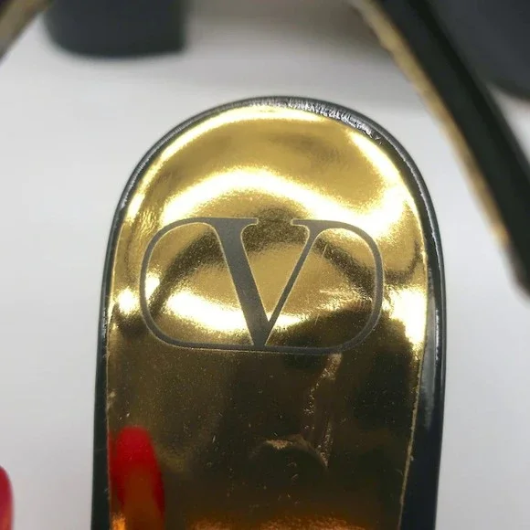 Valentino One Stud Slingback Pumps Black Patent Leather Size 36.5 NEW - Picture 8 of 10